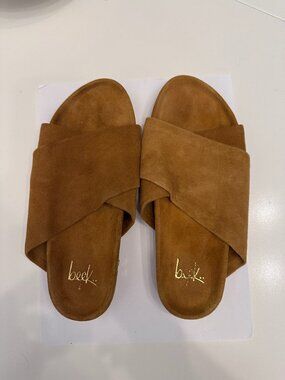 Brown Slip-On Suede Beek Sandals